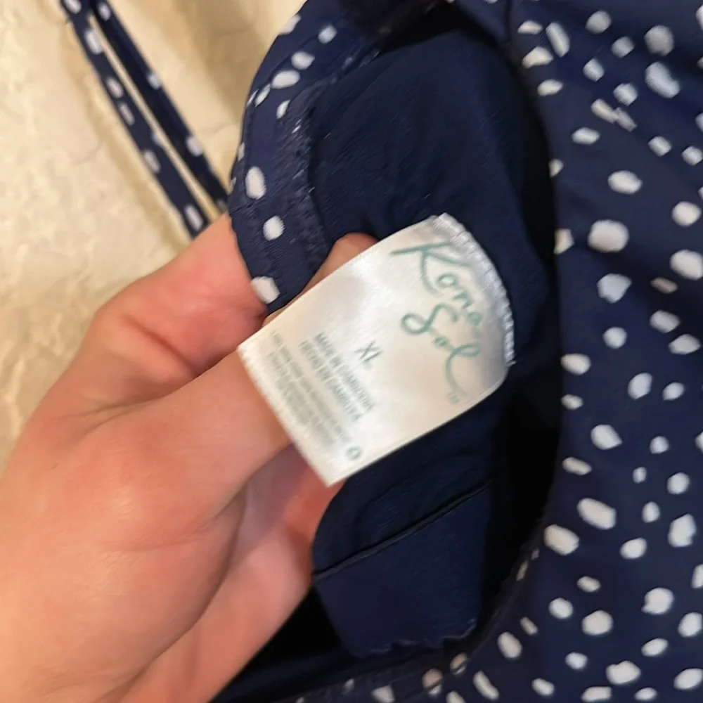 Kona sol dark blue polka dot swim suit k